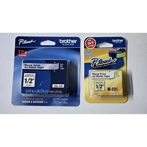 Brother P touch TZe 131 TZe 131W M 231 M 231W Label Tape Black Print‎ New